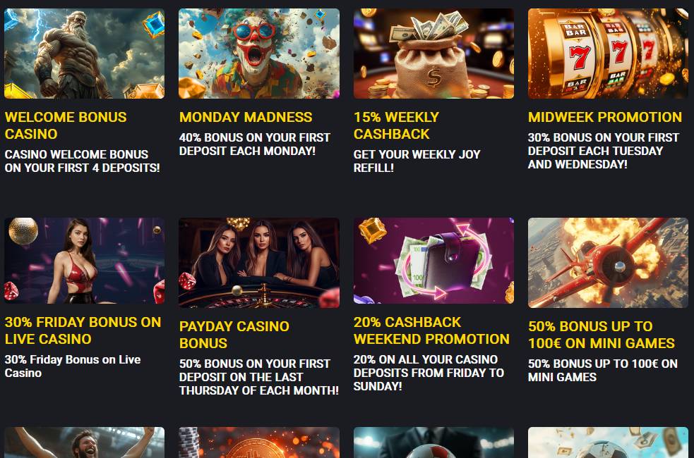 Part of Tiktok Casino's promotions page